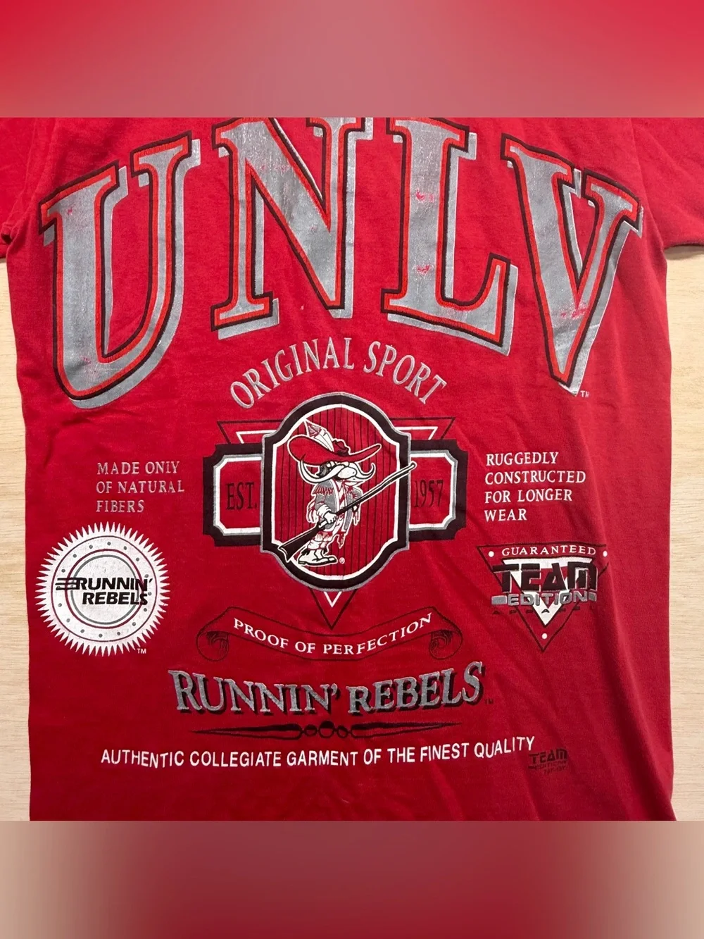 Vintage 90s UNLV Runnin Rebels T Shirt Small Red Single Stitch Team Edition